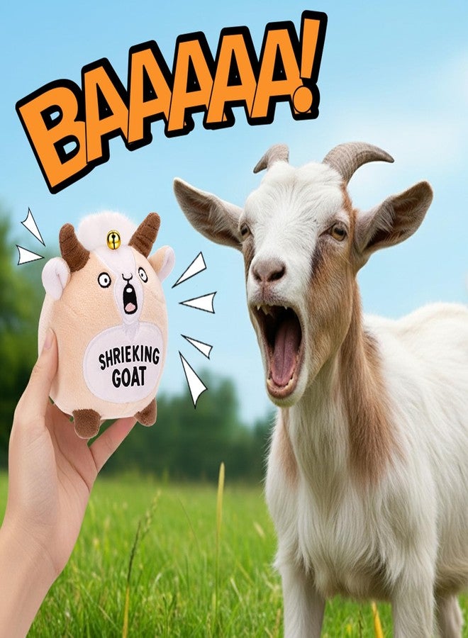 Dalycro Shrieking Goat Keychain Funny Plush Keychain with Goat Sound Cute Backpack Charm for Men Women Gag Gift (Khaki) - Image 4